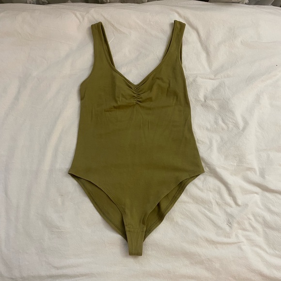 Forever 21 Green Sage Bodysuit w/ Ruching Detail - Picture 1 of 6